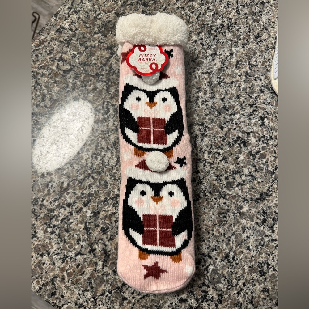 Fuzzy Babba Penguin Slipper Socks